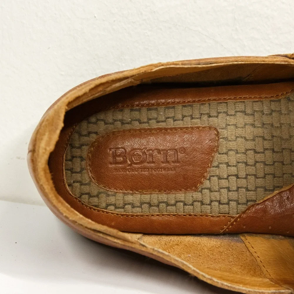 BORN Moc Toe Casual Loafers Cognac Leather‎ Slip On Shoes Mens 12